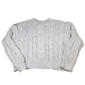No Boundaries Womens Drop Shoulder Knit Sweater Platinum Silver Grey XXL New